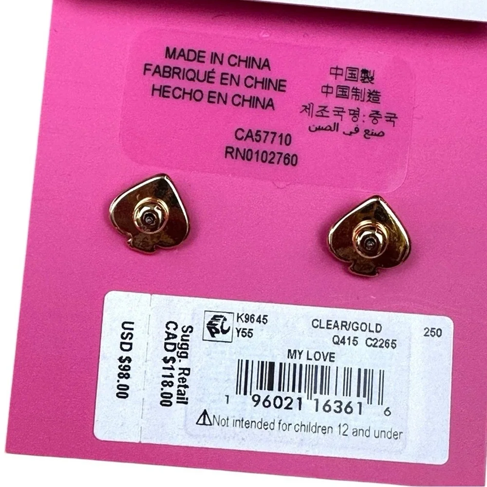 Kate Spade NWT‎ My Love Silver clear gold Earrings